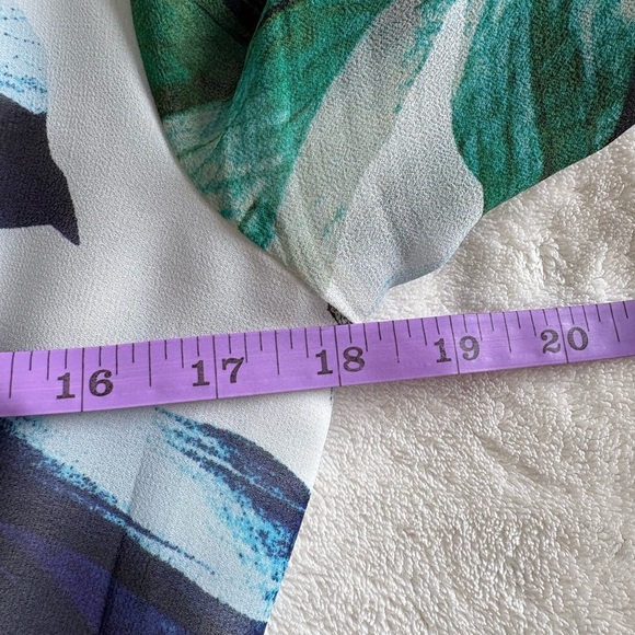 WHBM Floral V-Neck Smocked Waist Long Sleeve Blouse with Peplum - Picture 12 of 15